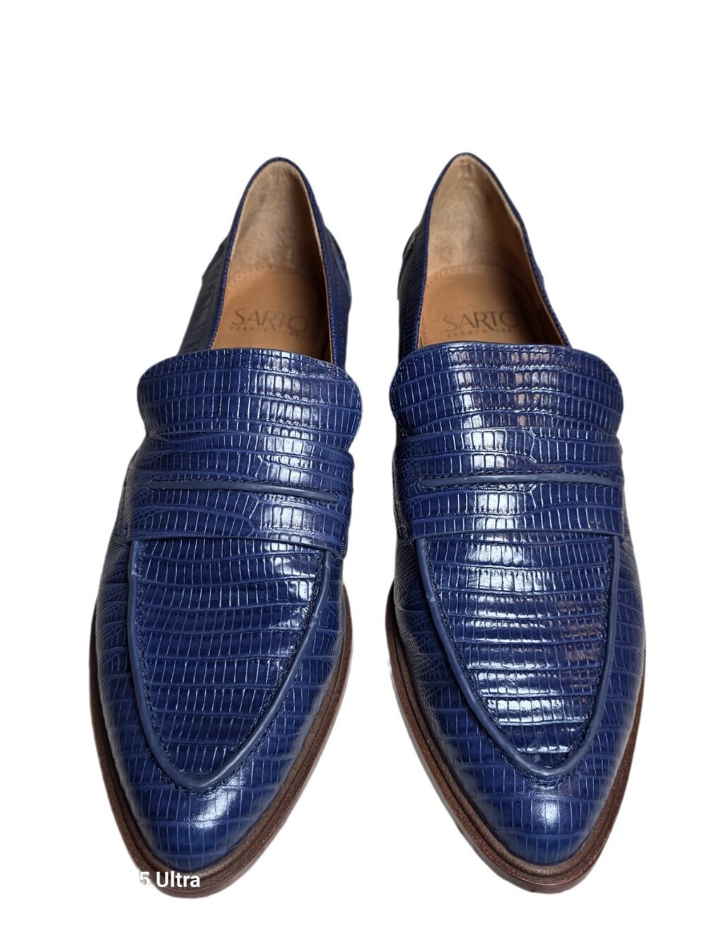 SARTO by Franco Sarto Irena Cobalt Blue Lizard Embossed Pointed Toe Leather 9 - Picture 2 of 12